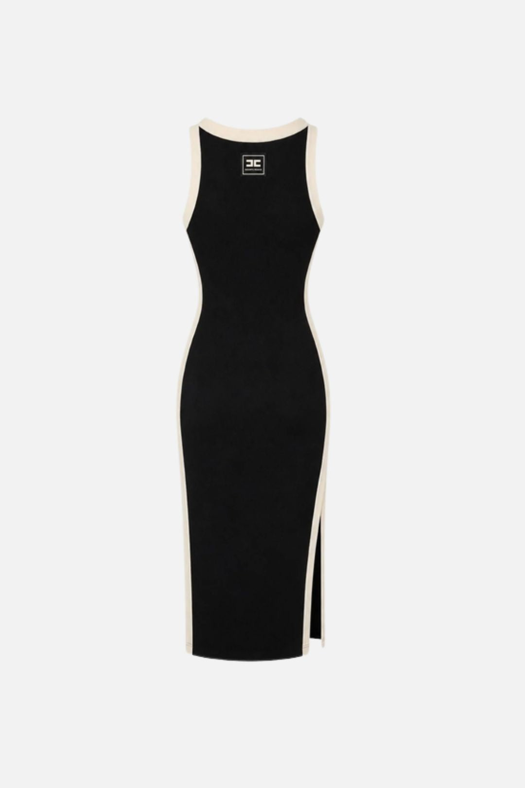 Elisabetta Franchi Abito Midi In Maglia Bicolor con Spacchi AM44S66E2 NERO/BURRO