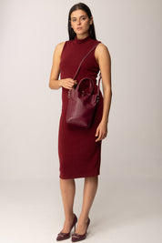 Khloe Femme Abito Midi In Maglia con Collo Alto BORDEAUX