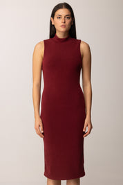 Khloe Femme Abito Midi In Maglia con Collo Alto BORDEAUX