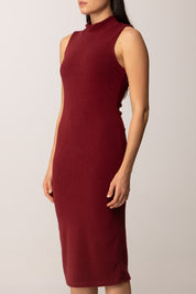 Khloe Femme Abito Midi In Maglia con Collo Alto BORDEAUX