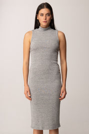Khloe Femme Abito Midi In Maglia con Collo Alto GRIGIO