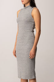 Khloe Femme Abito Midi In Maglia con Collo Alto GRIGIO