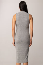 Khloe Femme Abito Midi In Maglia con Collo Alto GRIGIO