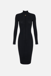 Elisabetta Franchi Abito Midi In Maglia con Dettaglio Logo AM21B66E2 NERO