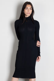 Elisabetta Franchi Abito Midi In Maglia con Dettaglio Logo AM21B66E2 NERO