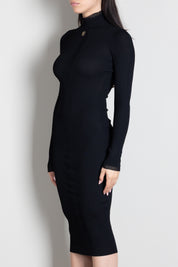 Elisabetta Franchi Abito Midi In Maglia con Dettaglio Logo AM21B66E2 NERO