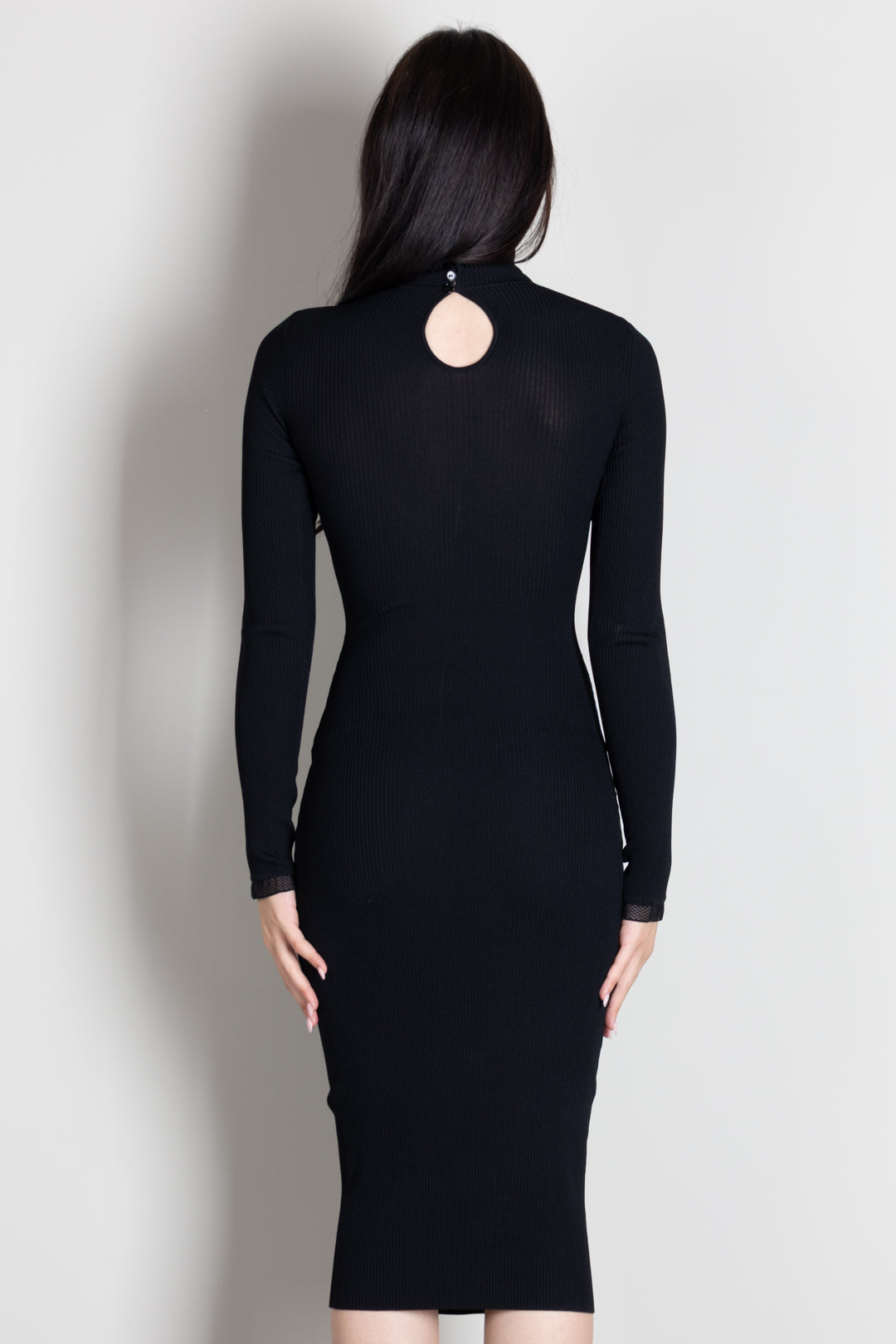 Elisabetta Franchi Abito Midi In Maglia con Dettaglio Logo AM21B66E2 NERO