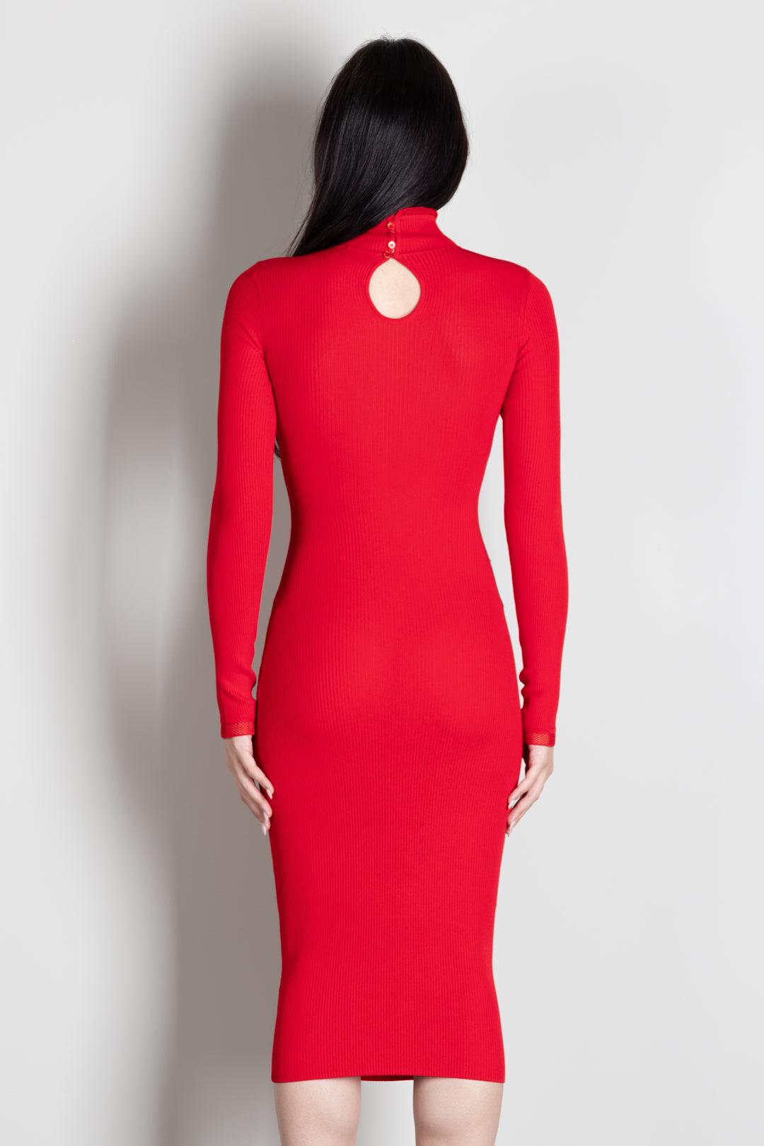 Elisabetta Franchi Abito Midi In Maglia con Dettaglio Logo AM21B66E2 RED PASSION