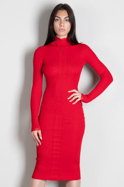 Elisabetta Franchi Abito Midi In Maglia con Dettaglio Logo AM21B66E2 RED PASSION