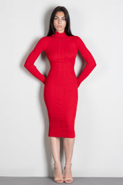 Elisabetta Franchi Abito Midi In Maglia con Dettaglio Logo AM21B66E2 RED PASSION