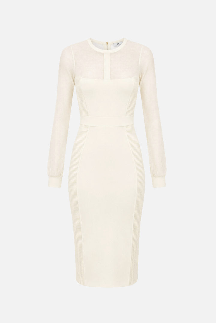 Elisabetta Franchi Abito Midi In Maglia con Effetti 3d AM53B67E2 BURRO