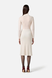 Elisabetta Franchi Abito Midi In Maglia con Lavorazione a Coste AM30S57E2 MILK