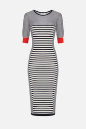 Elisabetta Franchi Abito Midi In Maglia con Mix Di Righe AM96T61E2 NERO/BURRO/LACCA