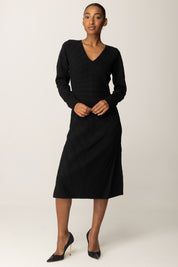 Twin-set Abito Midi In Maglia con Scollo a V 252TP3130 NERO