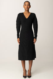 Twin-set Abito Midi In Maglia con Scollo a V 252TP3130 NERO