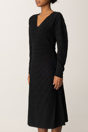 Twin-set Abito Midi In Maglia con Scollo a V 252TP3130 NERO