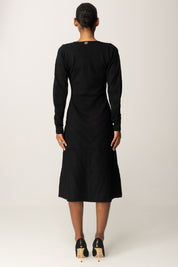 Twin-set Abito Midi In Maglia con Scollo a V 252TP3130 NERO