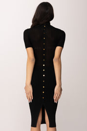 Elisabetta Franchi Abito Midi In Maglia con Trasparenze AM22S62E2 NERO