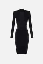 Elisabetta Franchi Abito Midi In Maglia e Pizzo AM28Q66E2 NERO