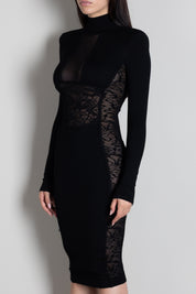 Elisabetta Franchi Abito Midi In Maglia e Pizzo AM28Q66E2 NERO