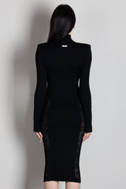 Elisabetta Franchi Abito Midi In Maglia e Pizzo AM28Q66E2 NERO