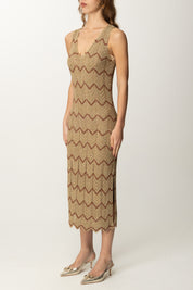 Twin-set Abito Midi In Maglia Lurex con Chevron 251TT3197 BIC.LUREX GOLDEN GREEN/AMBER B