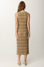Twin-set Abito Midi In Maglia Lurex con Chevron 251TT3197 BIC.LUREX GOLDEN GREEN/AMBER B