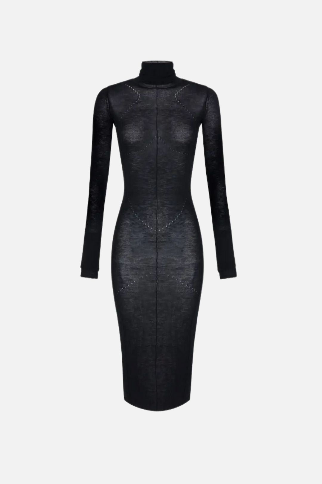 Elisabetta Franchi Abito Midi In Maglia Traforata Di Lana Vergine AM55W67E2 NERO