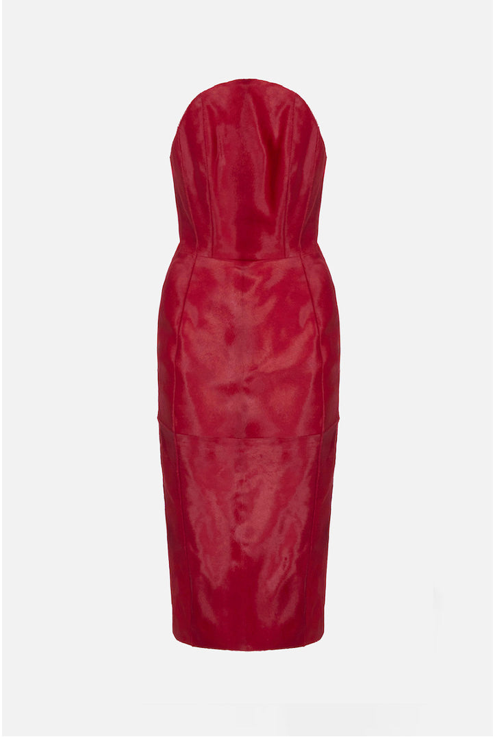 Elisabetta Franchi Abito Midi In Pelle con Lacci Criss-cross AP02G68E2 RED PASSION