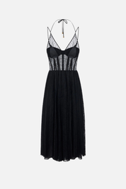 Elisabetta Franchi Abito Midi In Pizzo Floreale AB97266E2 NERO