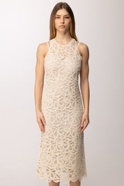 Patrizia Pepe Abito Midi In Pizzo Ricamato 2A3074 A774 NATURAL SAND