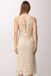 Patrizia Pepe Abito Midi In Pizzo Ricamato 2A3074 A774 NATURAL SAND