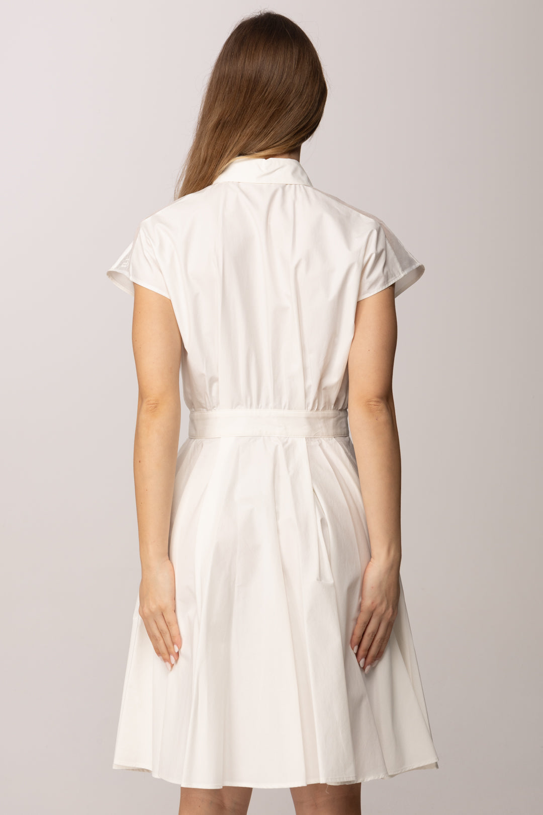 Elisabetta Franchi Bambina Abito Midi In Popeline con Ricamo Su Spalla EFAB6620CA235.0004