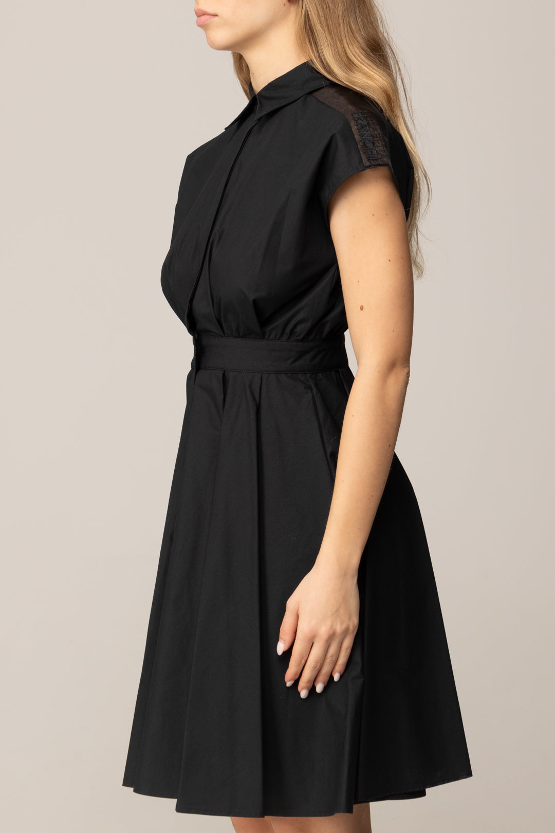 Elisabetta Franchi Bambina Abito Midi In Popeline con Ricamo Su Spalla EFAB6620CA235.N000