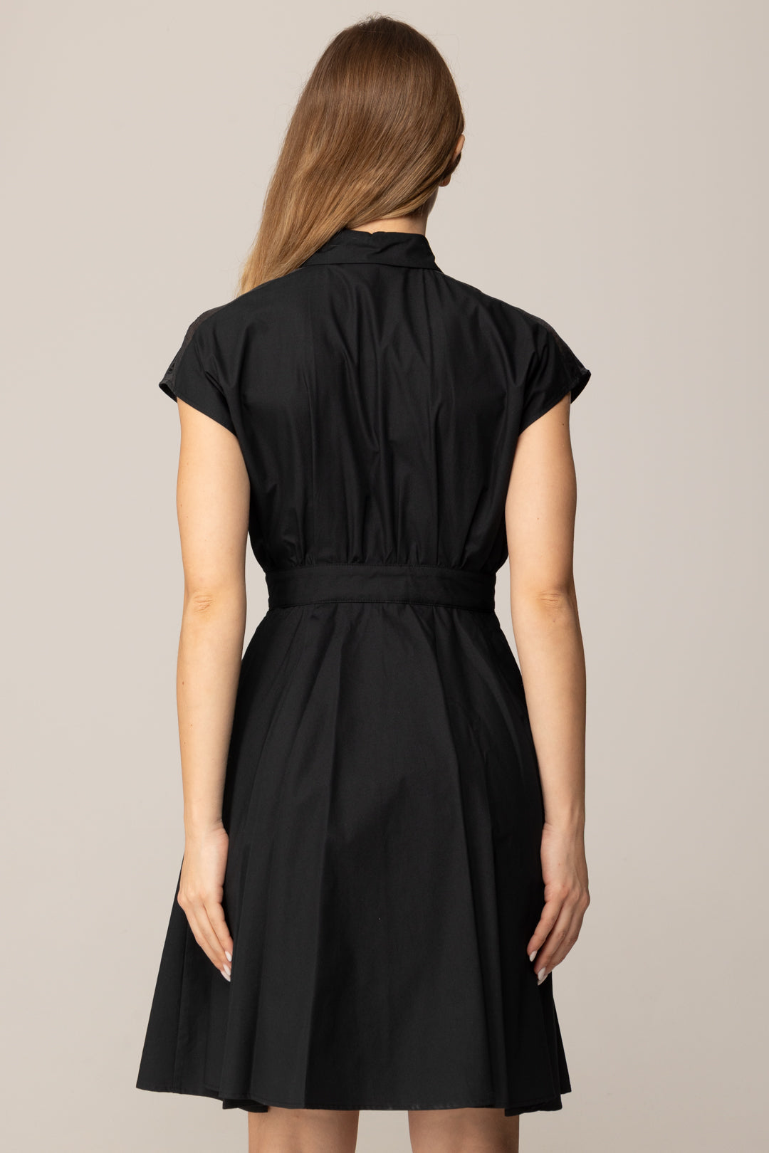 Elisabetta Franchi Bambina Abito Midi In Popeline con Ricamo Su Spalla EFAB6620CA235.N000