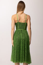 Elisabetta Franchi Abito Midi In Tulle Floreale con Bustier AB97162E2 ALOE/NERO