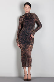 Aniye By Abito Midi Lulù Animalier con Arricci 181269 HOT LEO :AI26