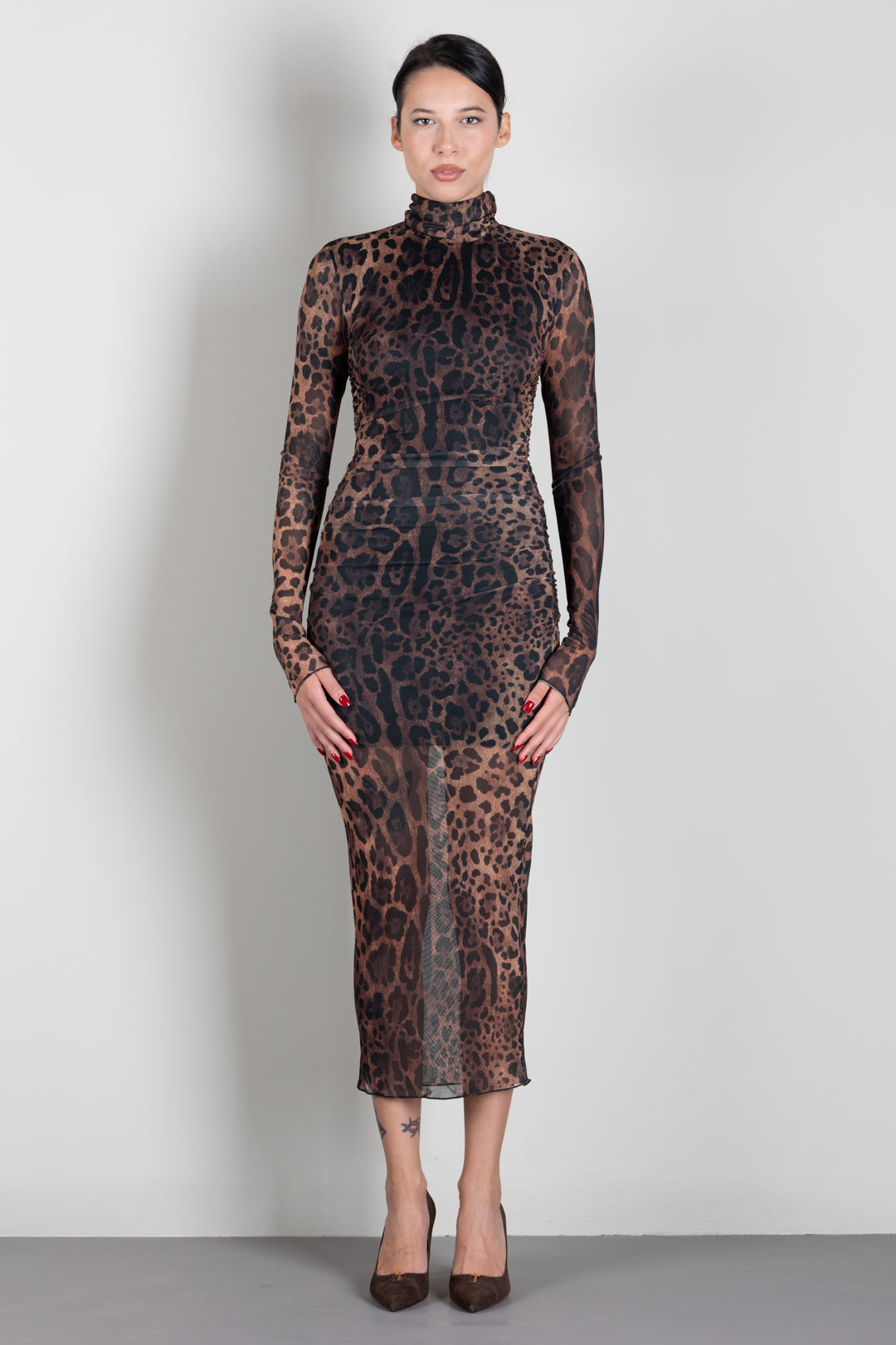 Aniye By Abito Midi Lulù Animalier con Arricci 181269 HOT LEO :AI26