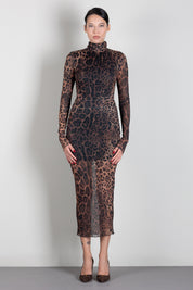 Aniye By Abito Midi Lulù Animalier con Arricci 181269 HOT LEO :AI26