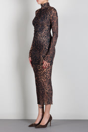 Aniye By Abito Midi Lulù Animalier con Arricci 181269 HOT LEO :AI26