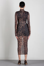 Aniye By Abito Midi Lulù Animalier con Arricci 181269 HOT LEO :AI26