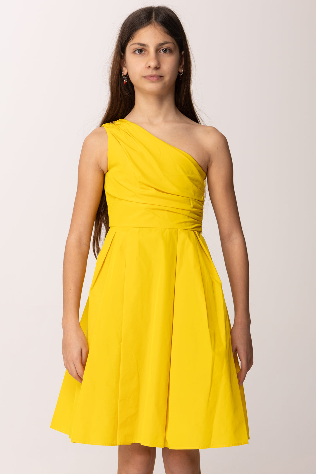 Elisabetta Franchi Bambina Abito Midi Monospalla In Taffetà EFAB6740TV033.2033