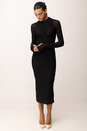 Aniye By Abito Midi Scandal con Incroci e Trasparenze 181323 BLACK