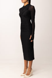 Aniye By Abito Midi Scandal con Incroci e Trasparenze 181323 BLACK