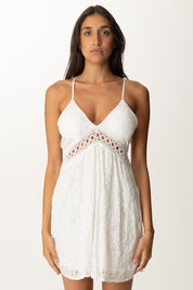 Khloe Femme Abito Min In Pizzoi con Scollo Sul Retro BIANCO