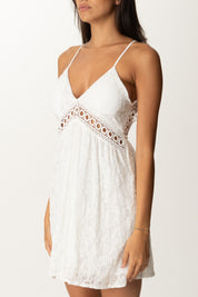 Khloe Femme Abito Min In Pizzoi con Scollo Sul Retro BIANCO