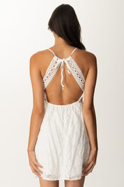 Khloe Femme Abito Min In Pizzoi con Scollo Sul Retro BIANCO