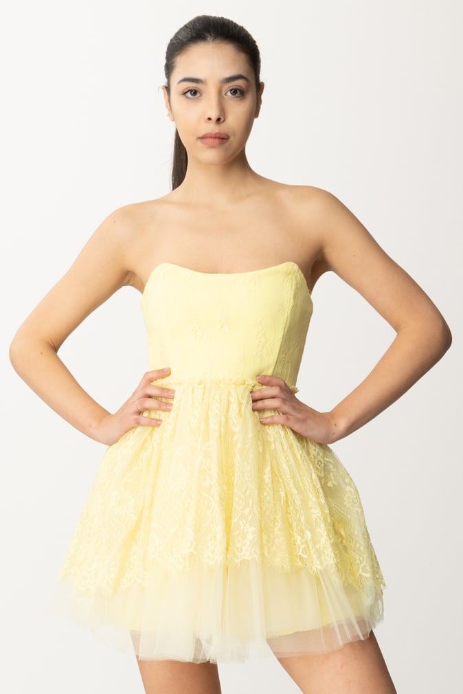 Aniye By Abito Mini con Pizzo e Tulle Erin 185263 LEMON