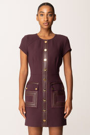 Elisabetta Franchi Abito Mini con Tasche Ricamo Logo Embossed AB81957E2 MERLOT