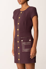 Elisabetta Franchi Abito Mini con Tasche Ricamo Logo Embossed AB81957E2 MERLOT